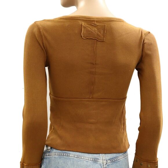 Free People We The Free Night Belle Cuff Cropped Blouse Top Studded XS 284324 - Picture 11 of 12
